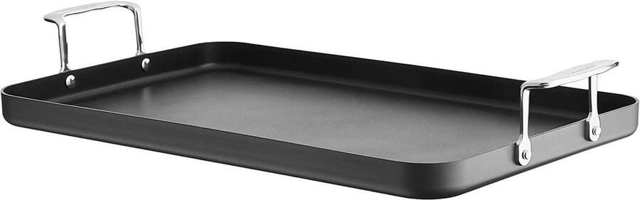 Koekenpan Dubbele Brander Grillpan Aluminium Snel en gelijkmatig koken Hard geanodiseerd 3 liter inhoud Zwart