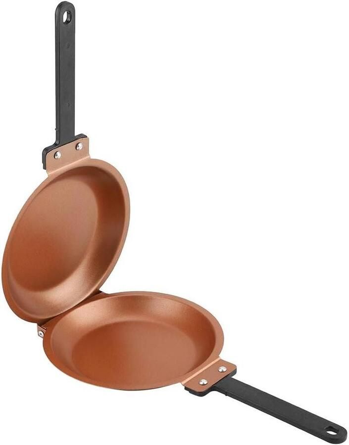 Koekenpan Dubbelzijdig Omdraaibare Pan Keuken Gebruik Antiaanbaklaag 19cm Diameter Goud