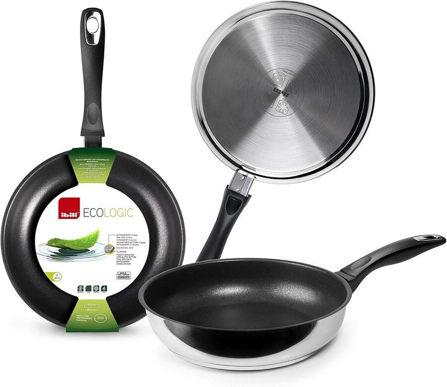 Koekenpan Ecologic 28 cm Roestvrij Staal met Xylan Antiaanbaklaag voor Inductie