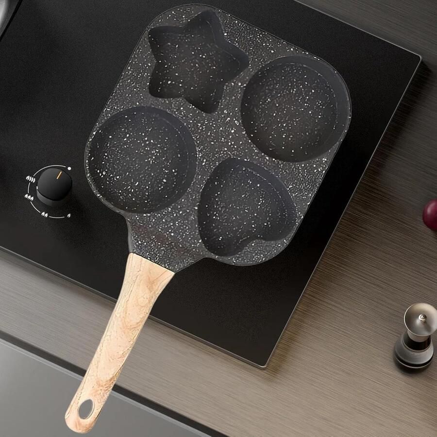 Koekenpan Eieren Pannenkoekenpan Ontbijt Koken Buiten Vormen Speels Eten 4 Delig Zwart