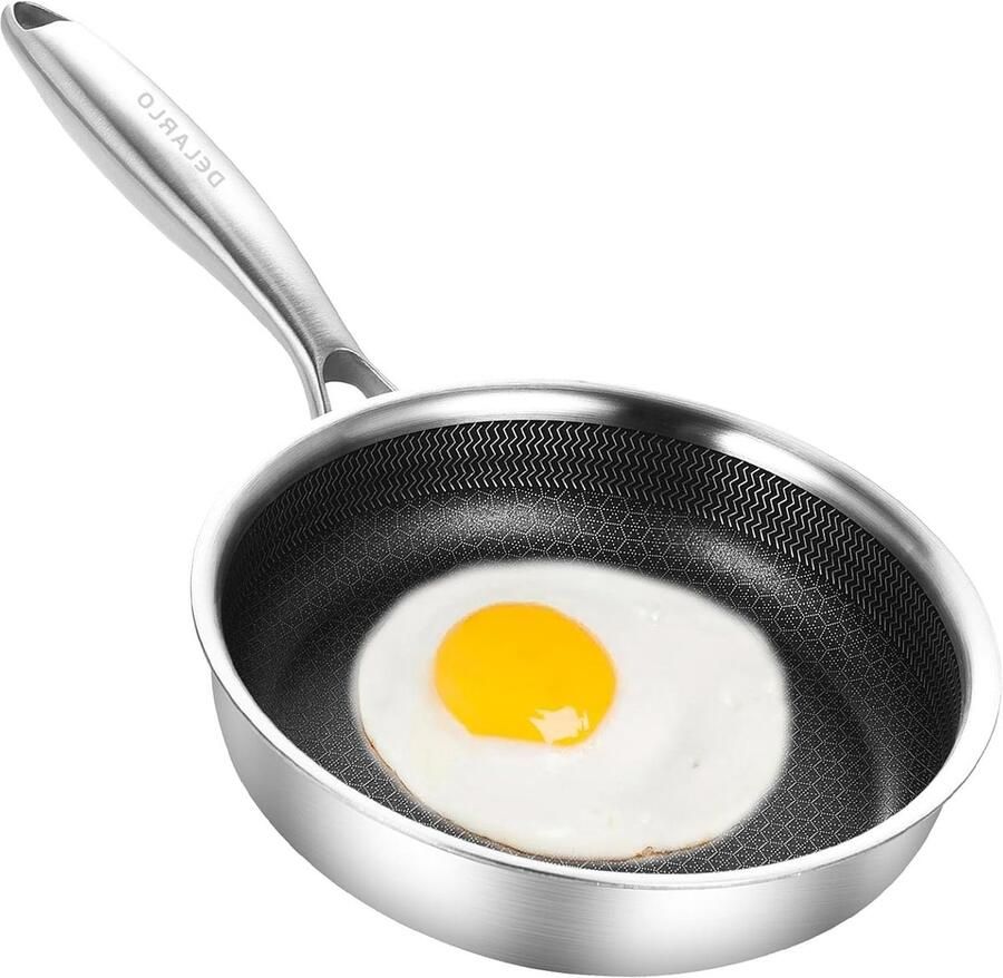 Koekenpan Eierpan kleine Gezond Koken Drielaags Roestvrij Staal 14 cm Zilver