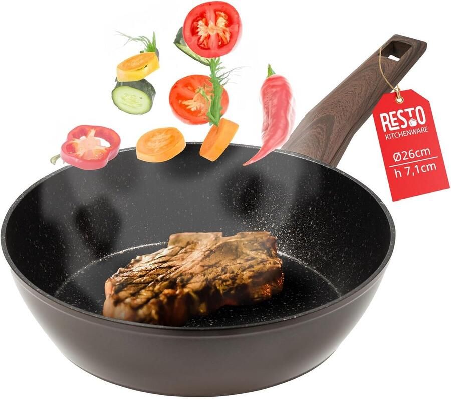 Koekenpan Frying pan Koken op inductie 4-laags anti-aanbaklaag 26 cm Zwart