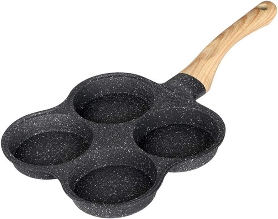 Koekenpan Gebakken Ei Pan Snel Koken Vier Gaten 36.5 cm Zwart