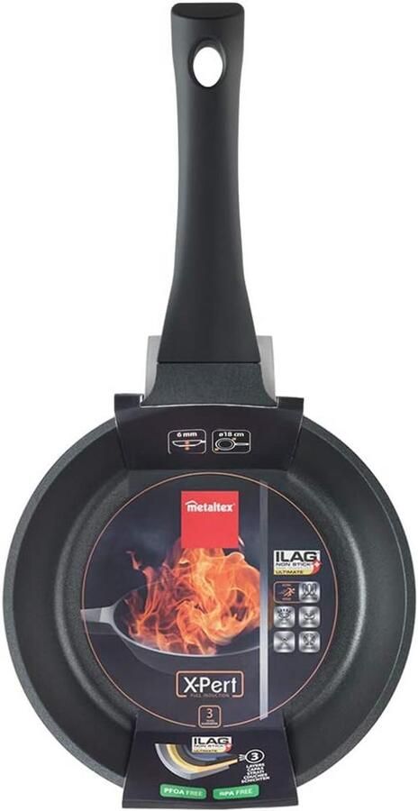 Koekenpan Gegoten Aluminium Koekenpan met Antiaanbaklaag Gezond Koken 3 Laags Swiss Technology Coating 18 cm Zwart