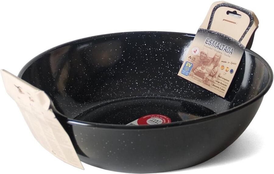 Koekenpan Gegoten Pan Koken op Inductie Geëmailleerd IJzer 38 cm Zwart