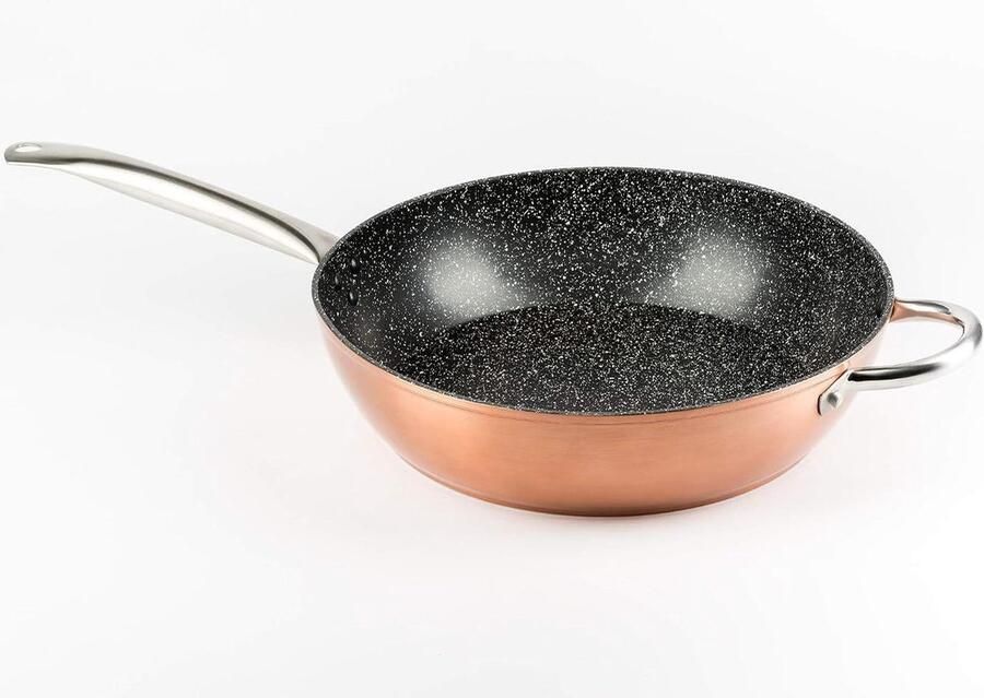 Koekenpan Gesmeed Aluminium Koekenpan Diep Koken en Bakken Whitford Xylan Antiaanbaklaag 32 cm Koperkleurig