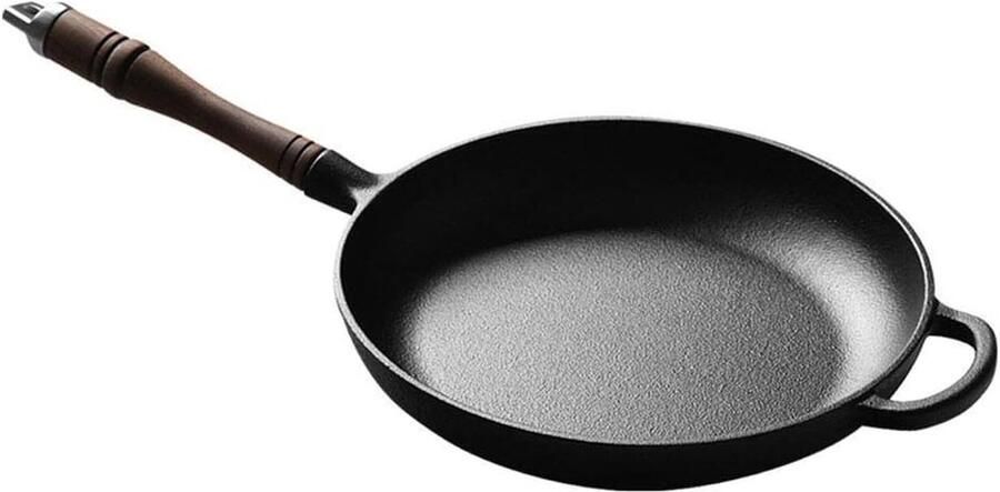 Koekenpan Gietijzer Diepe pan Koken en braden Afneembare handgreep 26 cm Zwart