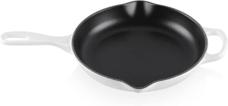 Koekenpan Gietijzer Koekenpan Emaille Koken en Braden Zonder Kruiden 23 cm Wit