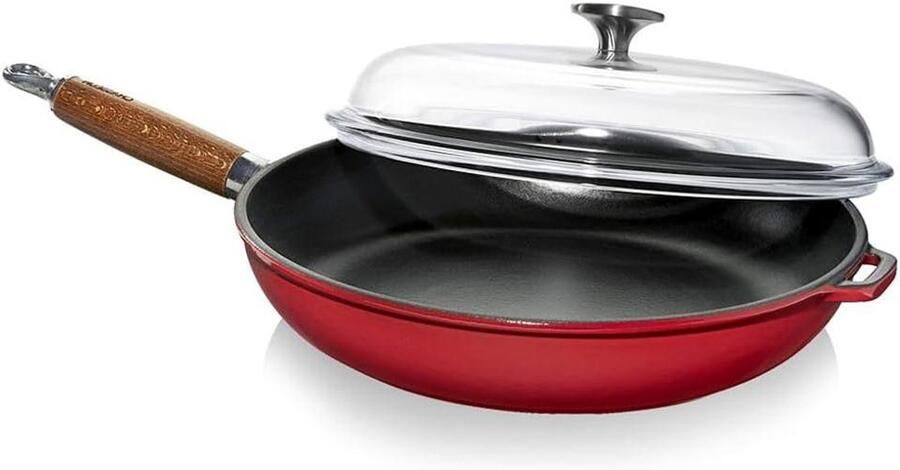 Koekenpan Gietijzer Koekenpan Koken en Bakken Duurzaam Gietijzer 28 cm Rood