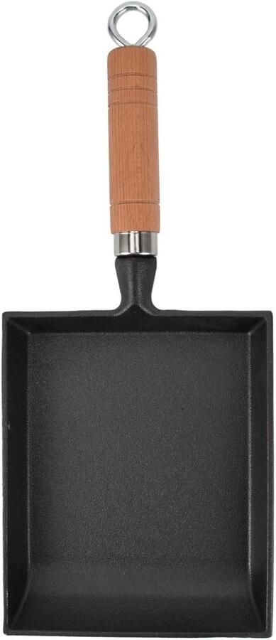 Koekenpan Gietijzer Koekenpan met Hout Koken en Bakken Antiaanbaklaag 15.5 CM Zwart