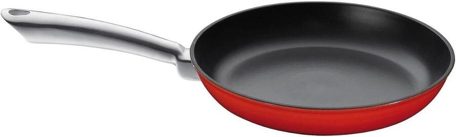 Koekenpan Gietijzer Koekenpan Rood Koken en Braden Gelijkmatige Warmteverdeling Ø 24 cm Rood