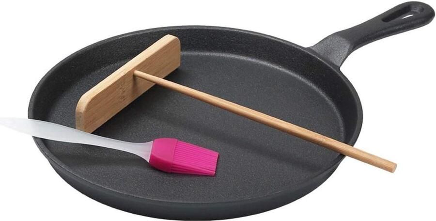 Koekenpan Gietijzer Pannenkoekenpan Wok Dagelijks Koken Uniforme Warmte 27cm Zwart