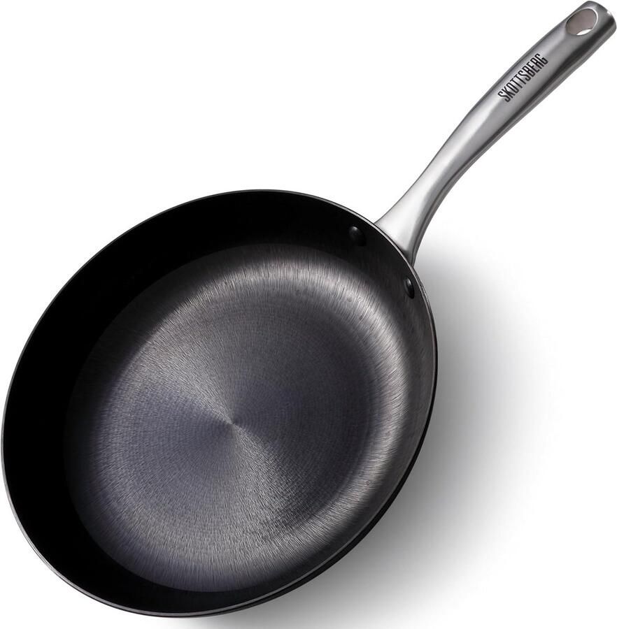 Koekenpan Gietijzer Steakpan Braadpan Krokant Bakken Natuurlijke Patina Laag 24 cm Diameter Zwart
