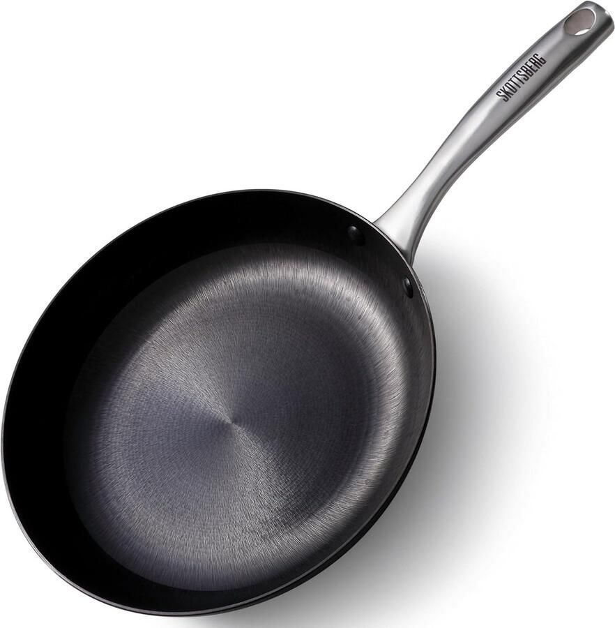 Koekenpan Gietijzer Steakpan Grillpan Koken op Fornuis Natuurlijke Patina Laag 24 cm Zwart