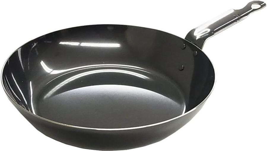 Koekenpan Gietijzeren pan Koken en bakken Ovenbestendig 24 cm Zwart