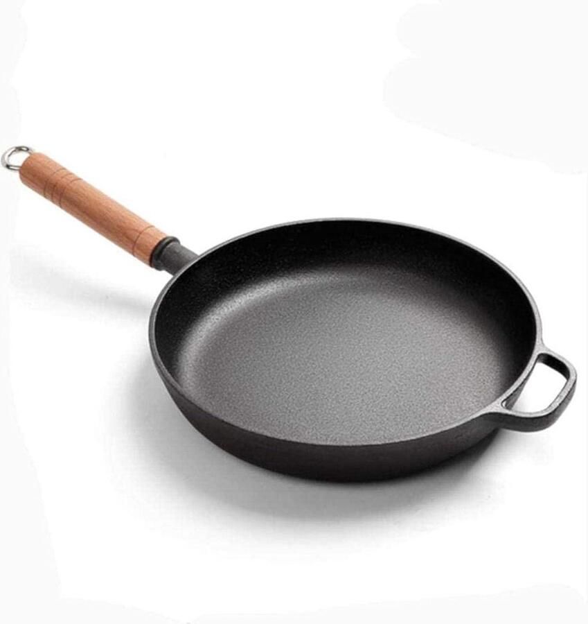 Koekenpan Gietijzeren Pan Lekker Koken Antiaanbaklaag 26 cm Zwart