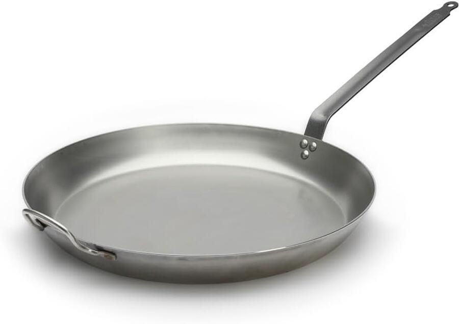 Koekenpan Gietijzeren Pan Schroeien en Braden Onverwoestbaar Staal 50 cm Diameter Zwart