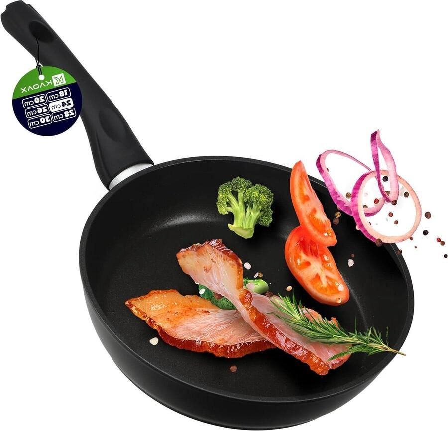 Koekenpan Gourmetpan Braadpan Vetvrij Koken Antiaanbaklaag 24 cm Zwart