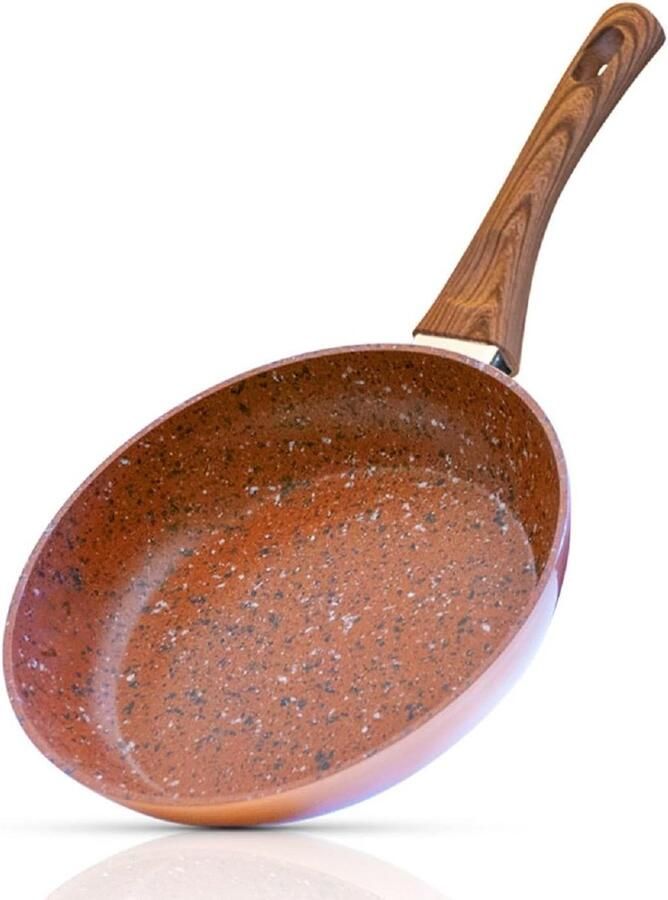 Koekenpan Granietlook Steenpan Koekenpan Gezond Koken 7-Laags Constructie 24 cm Grijs