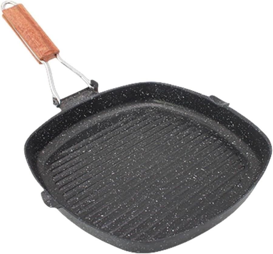 Koekenpan Grillpan Koekenpan Steak Bakken Inklapbare Handgreep 24CM Zwart