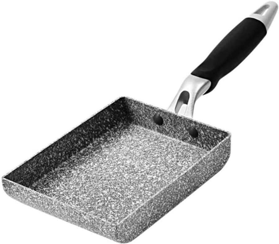 Koekenpan Grillpan Omeletpan Ontbijt Maken Antiaanbaklaag 37x13x3.3cm Zwart