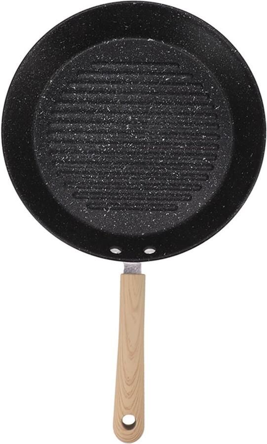 Koekenpan Grillpan Ronde Pan Ontbijt Koken Anti-aanbaklaag 42x25 cm Zwart