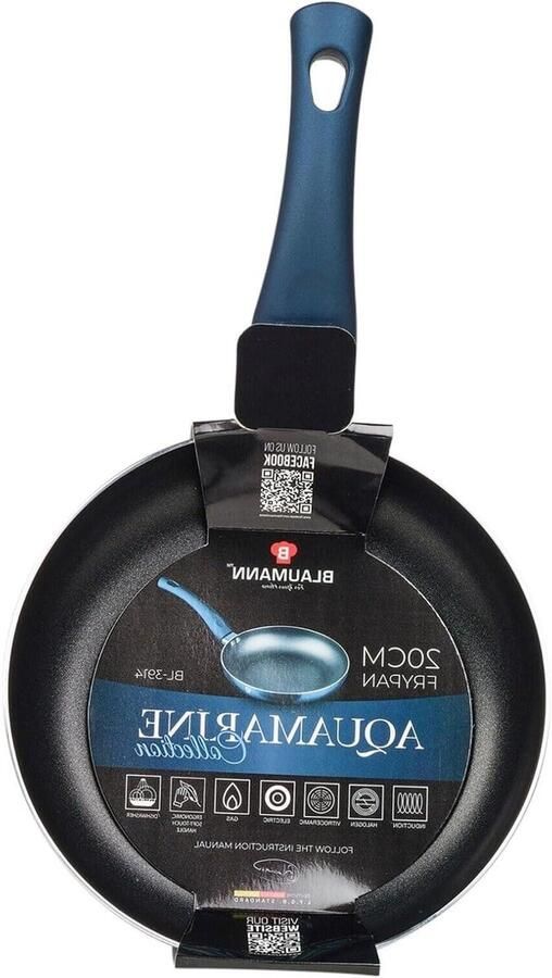 Koekenpan Grillpan Sauspan Mee Koken Zachte Greep 20cm Doorsnee Aquamarijn