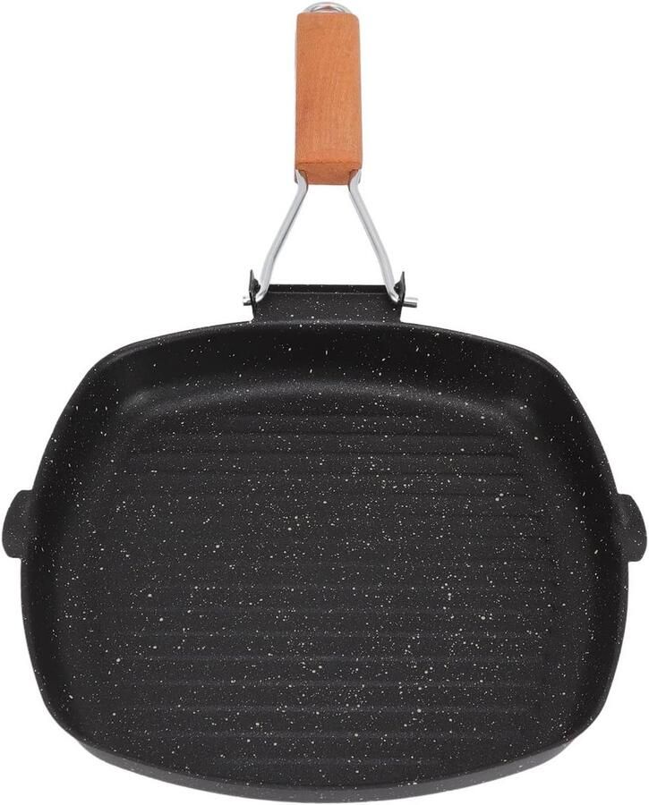 Koekenpan Grillpan Steak Pan Buiten Koken Opvouwbaar Handvat 20x20cm Zwart