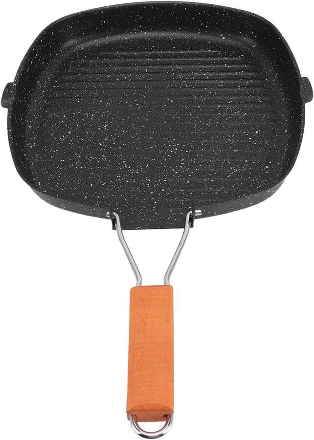 Koekenpan Grillpan Steakpan Koekenpan Binnen Buiten Koken Opklapbaar Handvat Vaatwasmachinebestendig Zwart