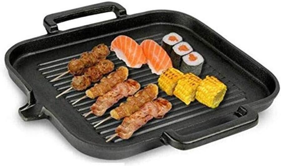 Koekenpan Grillplaat Pannenkoekenpan Roti Maker Ontbijt Bakken Dikke Gietijzeren Bodem 30cm Doorsnede Zwart