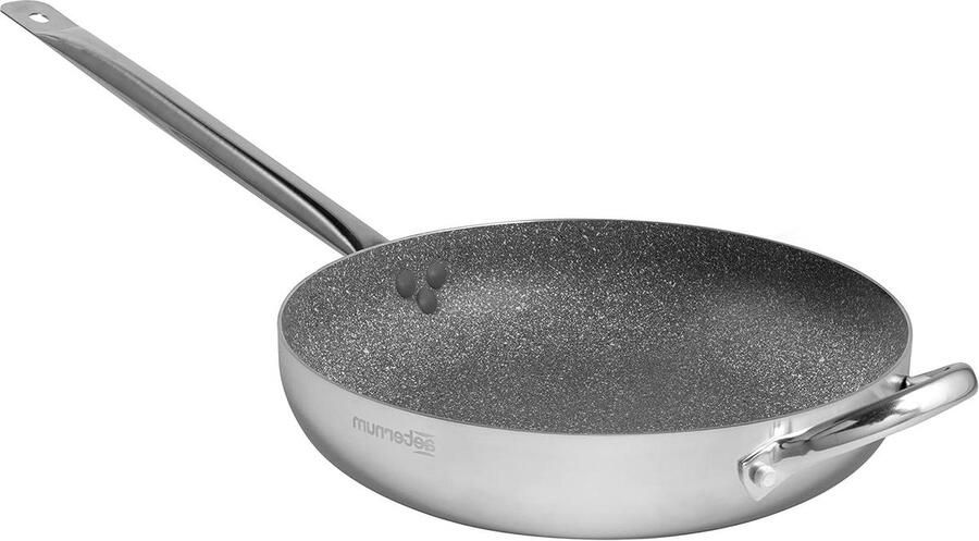 Koekenpan Grote pan Familievriendelijk Grote porties koken Petravera Plus anti-aanbaklaag 40 cm diameter Zilver