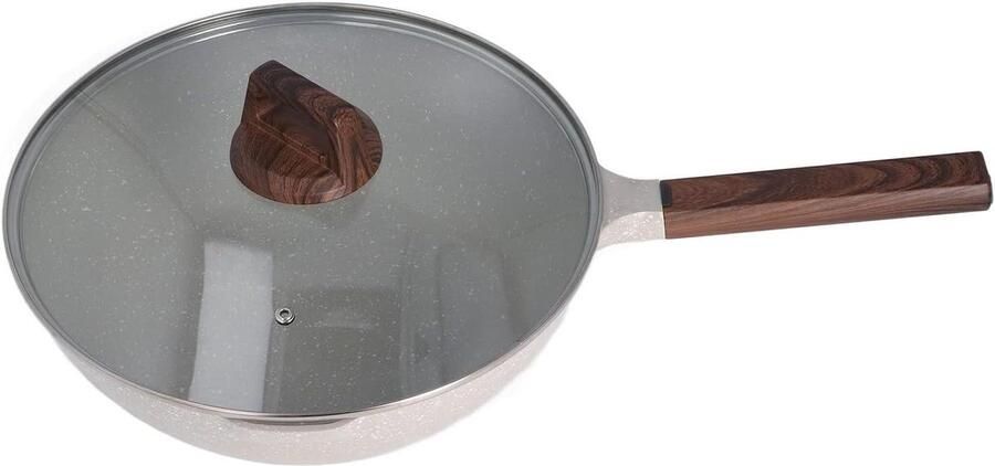 Koekenpan Grote pan Gelijkmatig koken Lange steel 30cm diameter Zwart