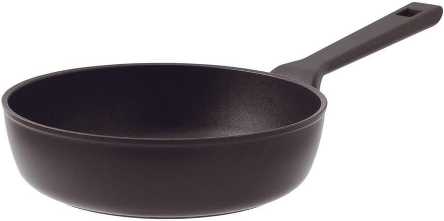 Koekenpan Hoge Rand Koekenpan met Steel Koken op Inductie Dubbele Inductie Bodem 24 cm Diameter Aluminium