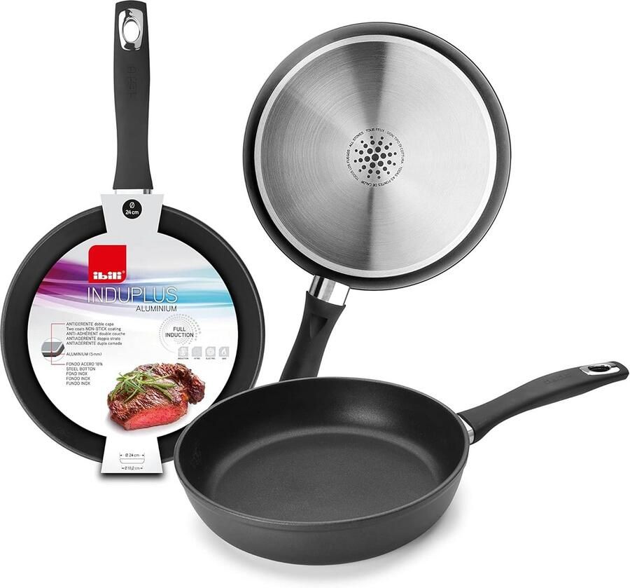 Koekenpan Inductie Dagelijks Koken Antiaanbaklaag 22 cm Zwart