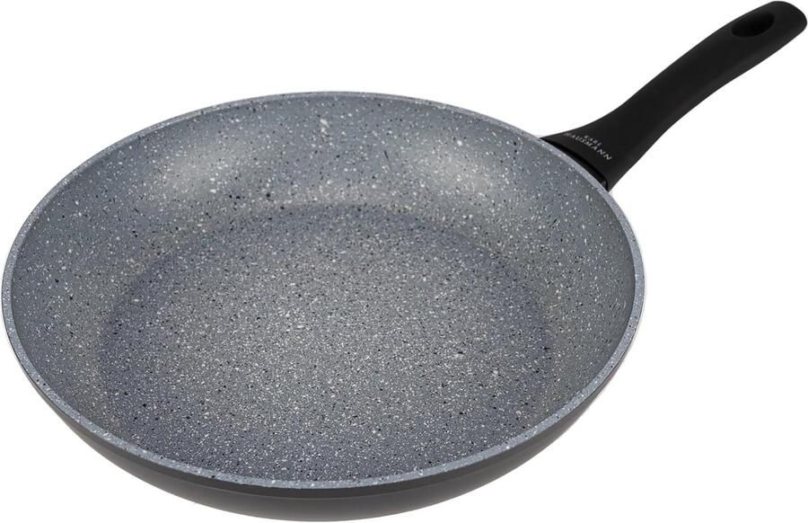 Koekenpan Gietaluminium pan Alle warmtebronnen Granietlook antiaanbaklaag 20 cm Zwart