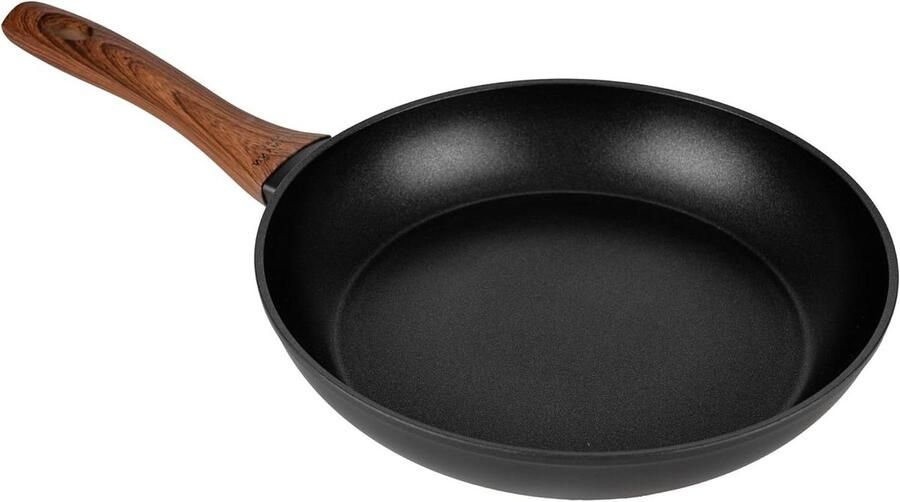 Koekenpan Inductie Gietaluminium Pan Dagelijks Bakken Antiaanbaklaag Granietlook 26 cm Zwart