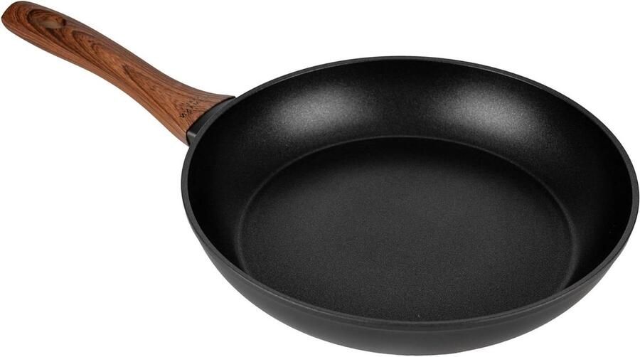 Koekenpan Inductie Gietaluminium Pan Dagelijks Bakken Antiaanbaklaag Granietlook 28 cm Zwart