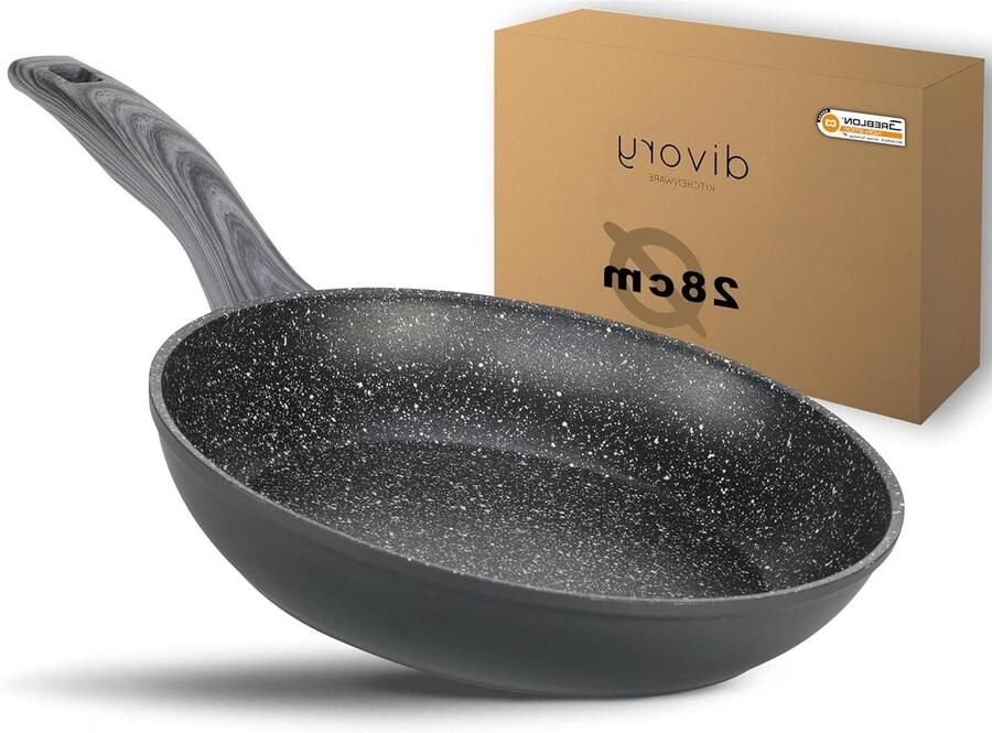 Koekenpan Inductie Grote pan Antiaanbaklaag Gezond Koken Duitse Greblon Coating 28 cm Donker Hout