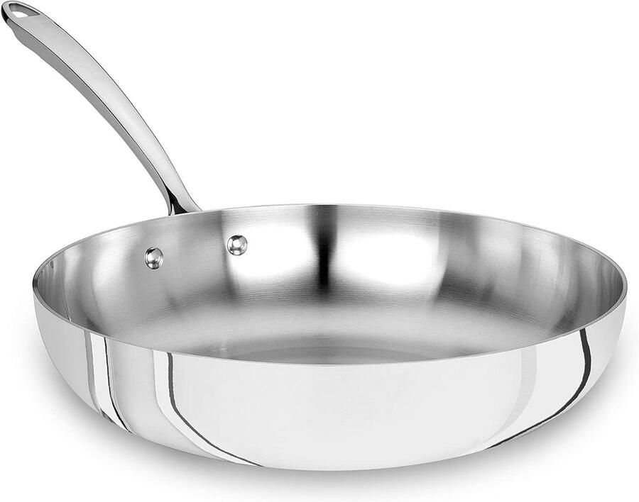 Koekenpan Inductie Koekenpan RVS Koken op Inductie Roestvrijstalen Handvat 28 cm Zilver