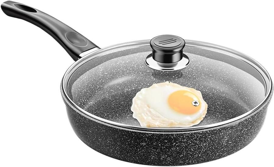 Koekenpan inductie Koken en bakken Antiaanbaklaag 26 cm Zwart