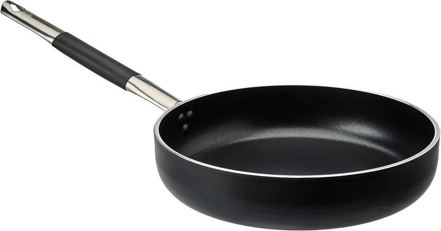 Koekenpan Inductie Rechte Rand Zwarte Aluminium Dikke Bodem Roestvrijstalen Steel