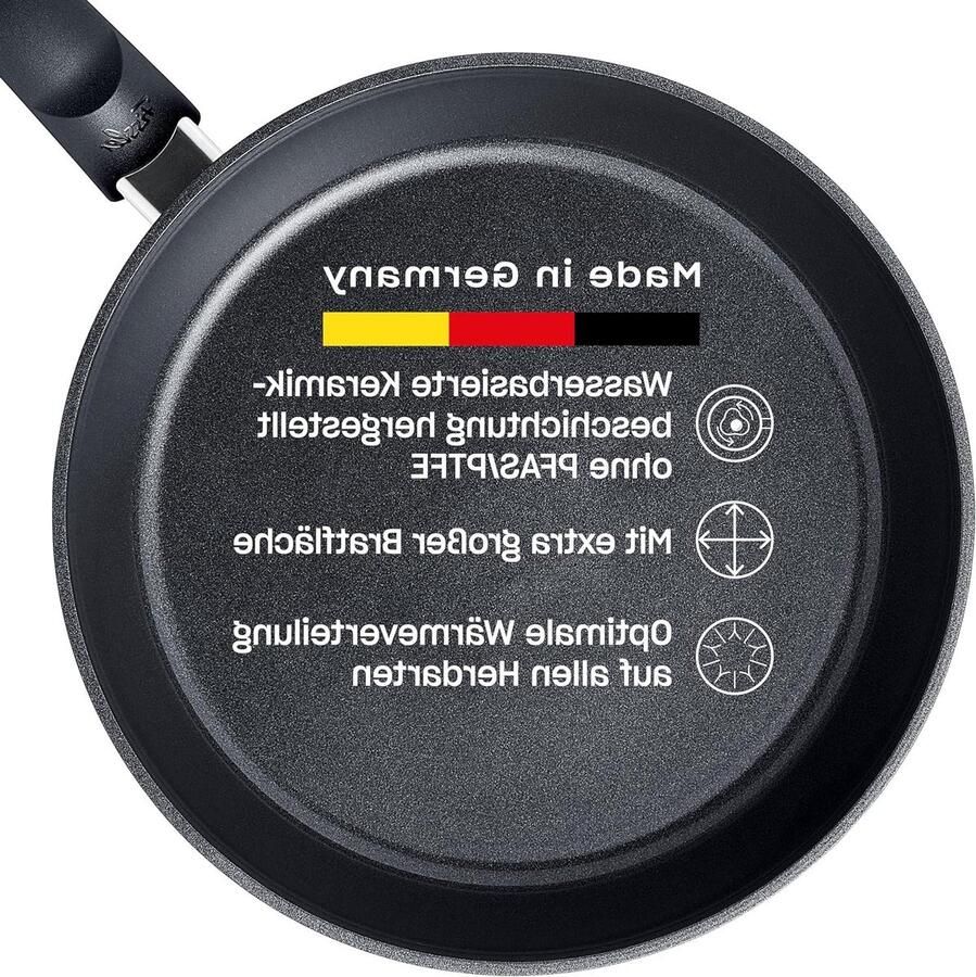Koekenpan Keramisch Antiaanbak Pan Gezond Bakken Recycled Aluminium 24 cm Diameter Zwart