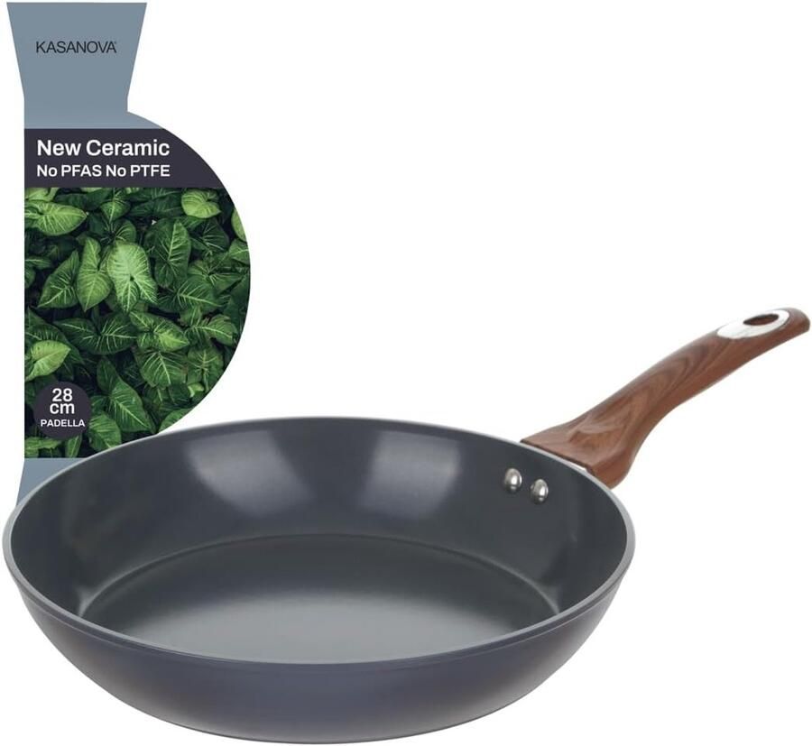 Koekenpan Keramisch Koekenpan Anti-aanbak Gezond Koken PTFE- en PFAS-vrij 28 cm Petrol Blauw