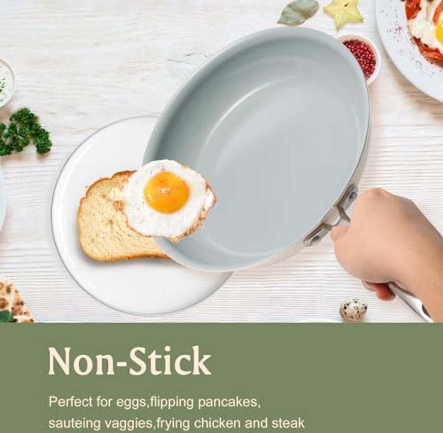 Koekenpan Keramisch Koekenpan Antiaanbak Dagelijks Koken PFOA PTFE PFAS Vrij 24 cm Zwart