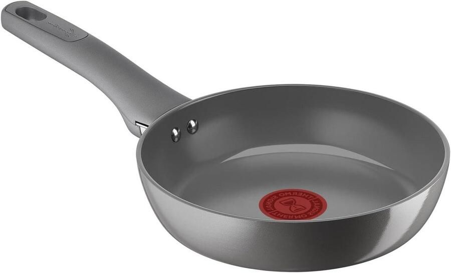 Koekenpan Keramisch Koekenpan Inductie Gezond Koken Met Thermosignaal 20 cm Grijs