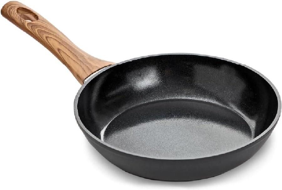 Koekenpan Keramisch Koekenpan PFAS-vrij Dagelijks Koken Gelijkmatige Warmteverdeling 20 cm Zwart