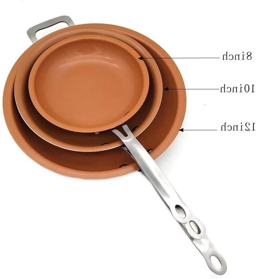 Koekenpan Keramische pan Dagelijks koken Krasbestendige coating 25.5 cm Koperkleurig