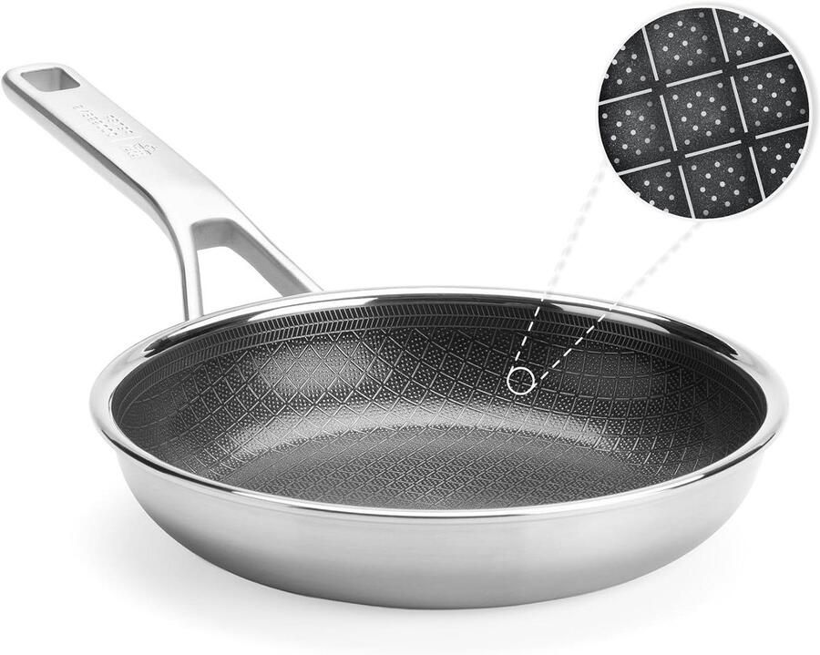 Koekenpan Keramische pan Roerbakpan Koken voor iedereen PFAS-vrije antiaanbaklaag 20 cm Zilver