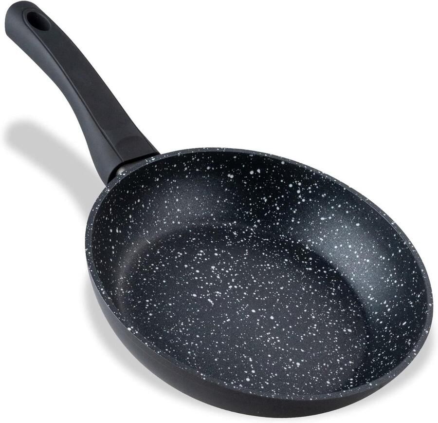 Koekenpan Kleine pan Koken en aanbraden Gemaakt van gerecycled aluminium 20 cm Antraciet marmer