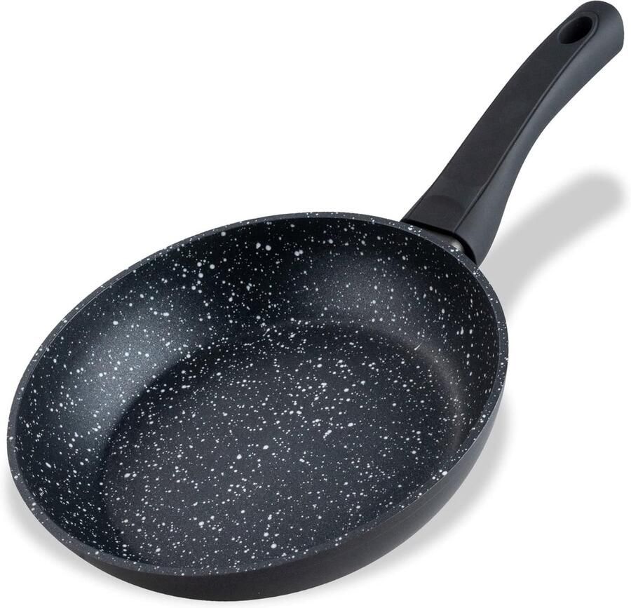 Koekenpan Kleine pan Koken en aanbraden Gemaakt van gerecycled aluminium 20 cm Antraciet marmer
